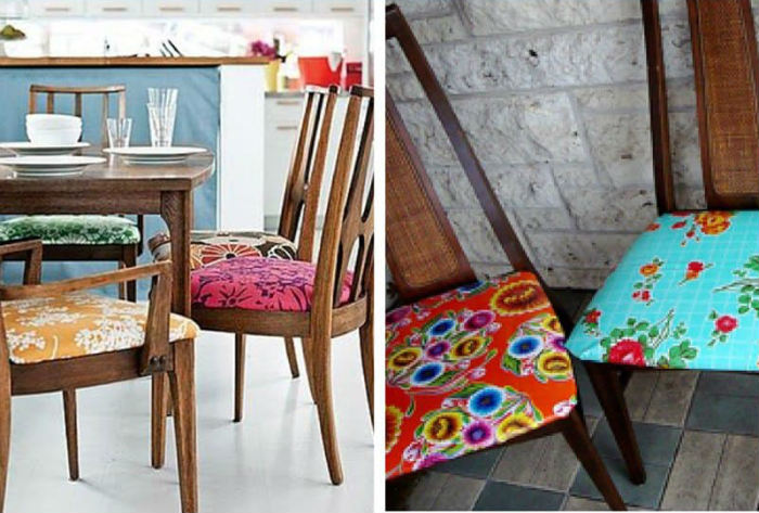 Ίδιες καρέκλες με διαφορετική ταπετσαρία. Πανέξυπνο τρικ με το οποίο κρατάς την ομοιομορφία. Σπάνια αποτυγχάνει...