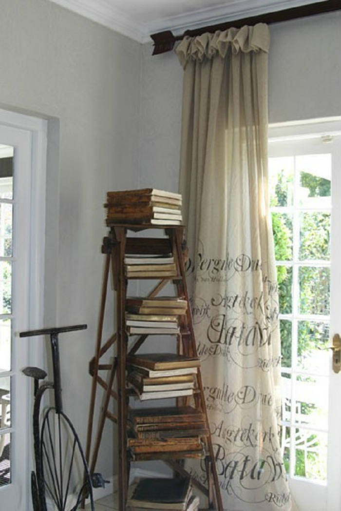 διακοσμητικη παλια ξυλινη σκαλα ραφιερα vintage