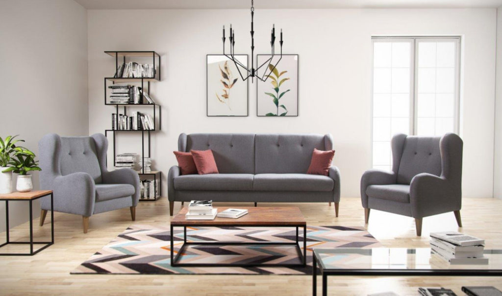 σετ σαλονιου midcentury καναπες πολυθρόνες