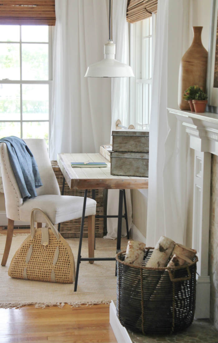 γραφείο δίπλα στο τζάκι