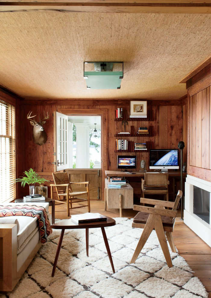 ρουστίκ γραφείο σε δύο τόνους με ραμποτέ και νερά