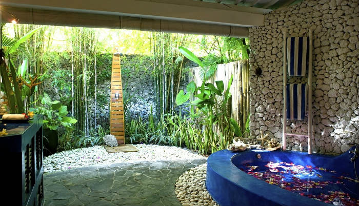 γρανίτης τσιμέντο πέτρα και ξύλο στον ίδιο χώρο