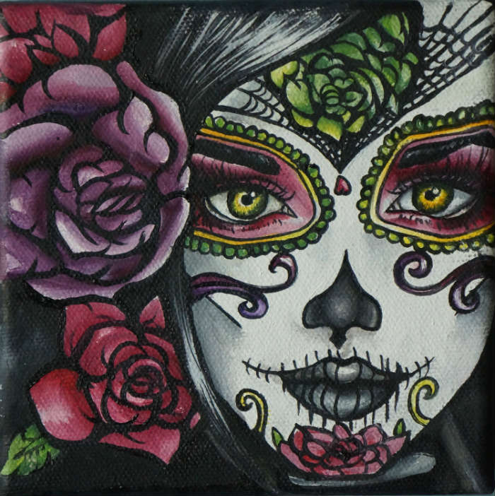 Η Ημέρα των Νεκρών σε εκτύπωση σε καμβά.