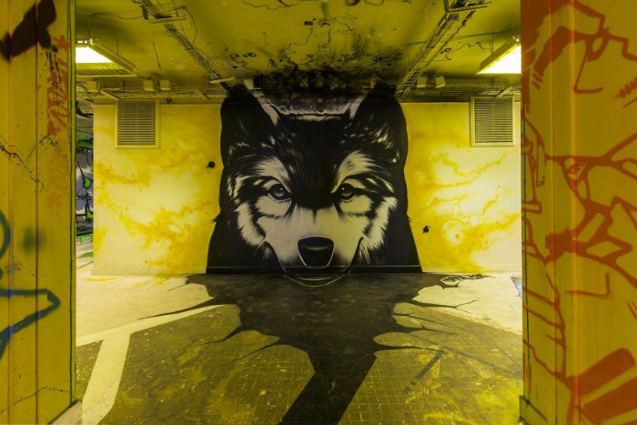 graffiti με κεφάλι λύκου