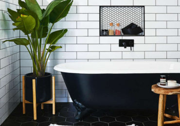 διακόσμηση μπάνιου σε άσπρο και μαύρο