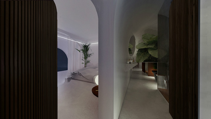 Μεταξύ δύο λιτών δωματίων. Το στολίδι είναι η αρχιτεκτονική.