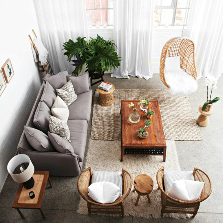 σαλονι Hygge φυσικα υλικα