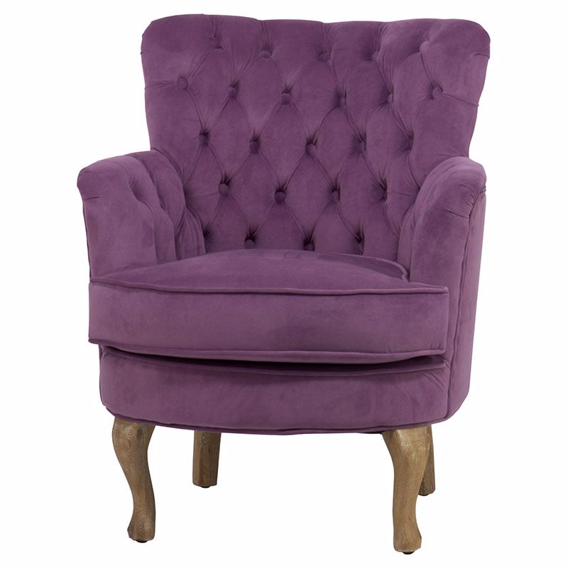 βελουδινη πολυθρονα μωβ inart ιναρτ