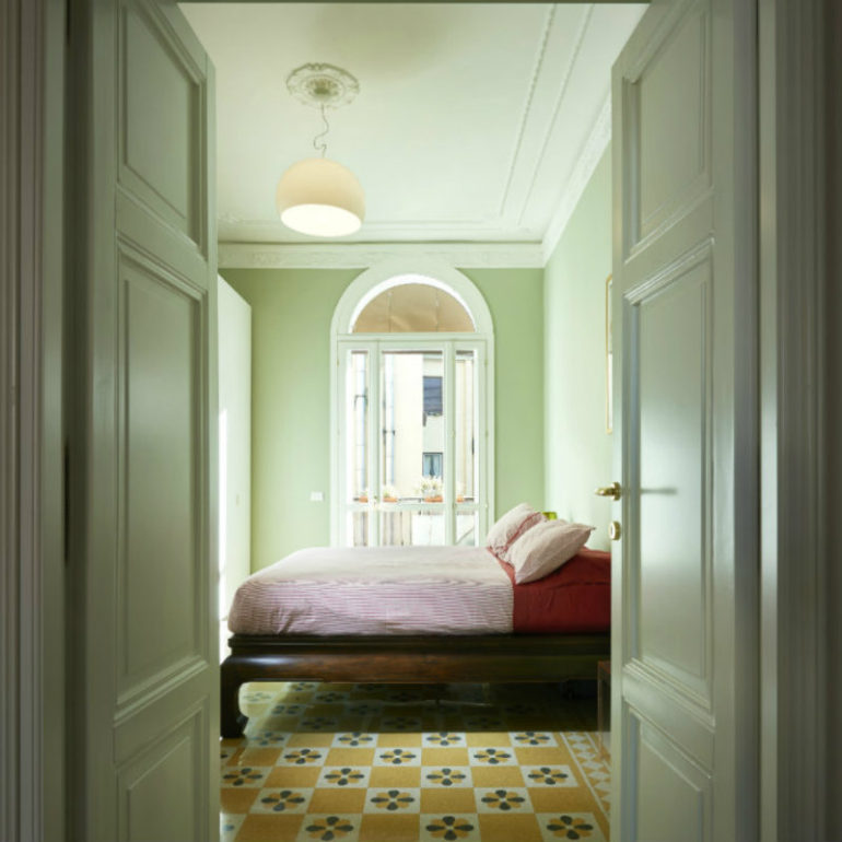 πρασινη παστελ κρεβατοκαμαρα