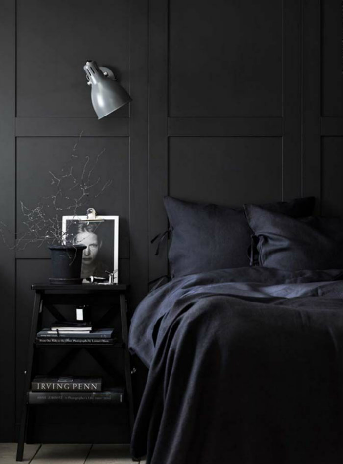 μαυρο και σκουρο μπλε υπνοδωματιο