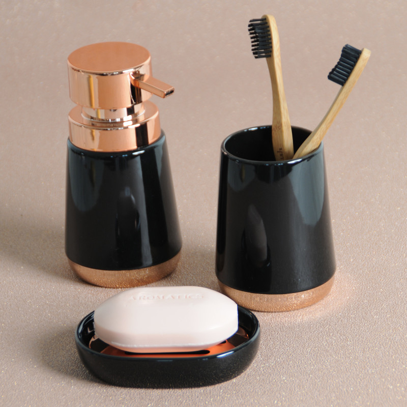 δοχειο κρεμοσαπουνου σαπουνιου εραμικό κεραμική σύνθεση και μπρονζέ λεπτομέρειες