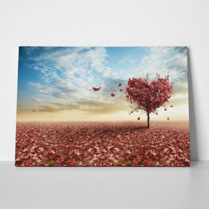 πινακας φθινοπωρο δεντρα φυλλα καρδια αγαπη