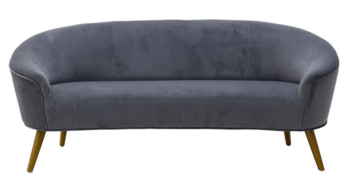 βελουδινος καναπες με καμπυλες διθεσιος γκρι