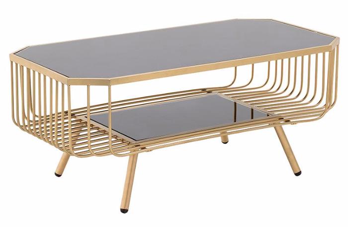 τραπεζακι σαλονιου boho χρυσο γυαλι