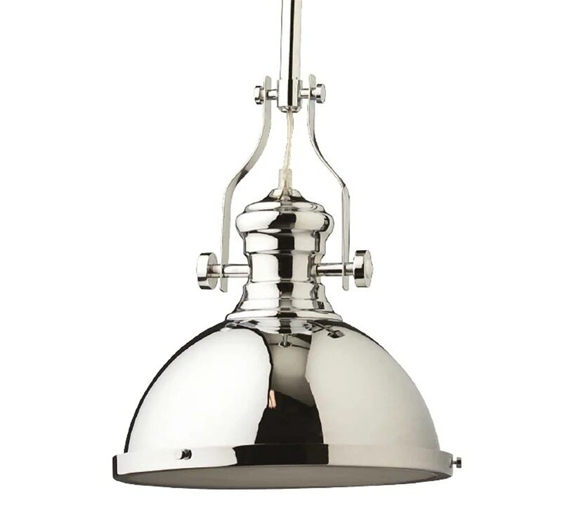 φωτιστικό οροφής μονόφωτο aca ασημι καμπανα μεταλλικο industrial vintage