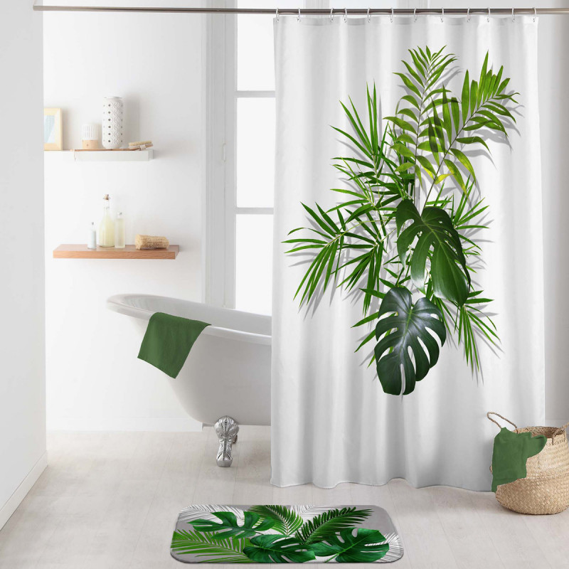 κουρτινα μπανιου floral φυτα