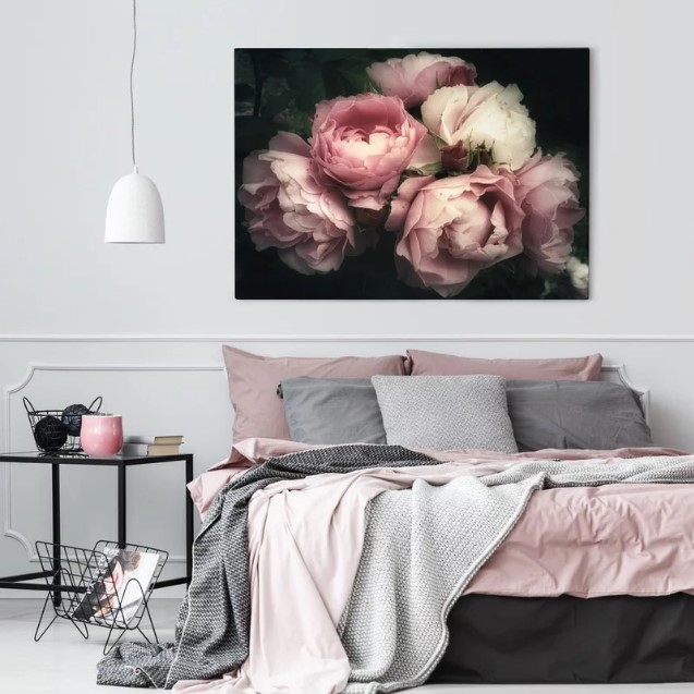 πινακας ζωγραφικης σε καμβα ροζ τριανταφυλλα ανοιξιατικος sticky λουλουδια