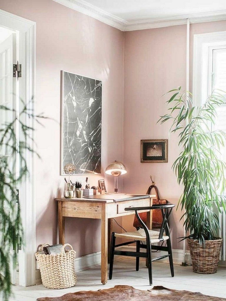 βαψιμο χρωματα τοιχων 2021 γραφειο στο σπιτι δωματιο ιδεες φωτογραφιες ροζ