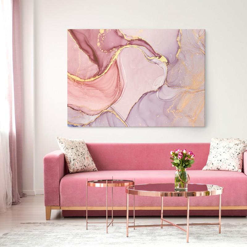 πινακας σε καμβα sticky μαρμαρο ροζ χρυσο