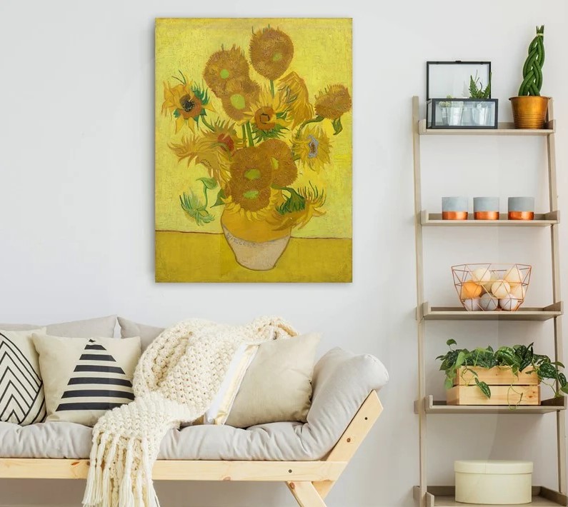  πινακας σε καμβα van gogh sunflower ηλιανθος sticky αντιγραφο
