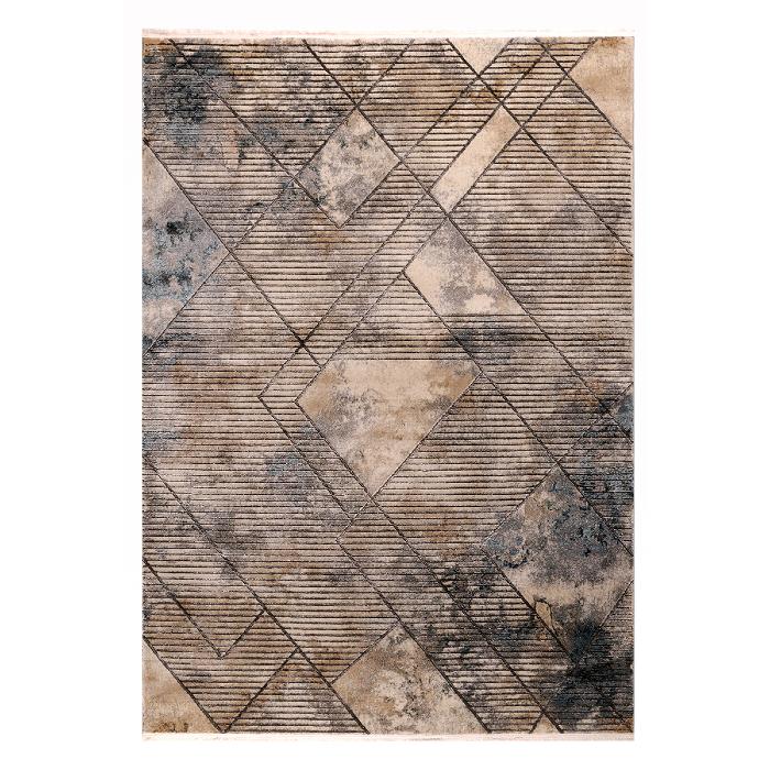 χαλι χειμερινο μπεζ γκρι καφε γεωμετρικο tzikas διακοσμηση σαλονιου 2022 χειμωνας