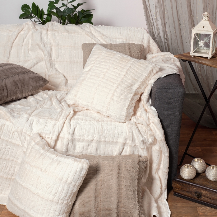 Γούνινο Ριχτάρι Τριθέσιου (180x320) Silk Fashion Stripe Ivory