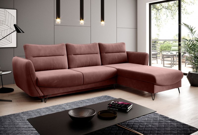 καναπες γωνια σαπιο μηλο ροζ μωβ polihome