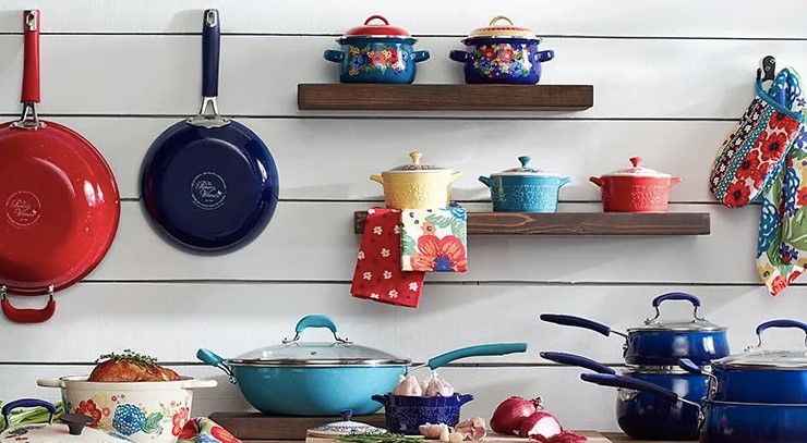 μαγειρικα σκευη φλοραλ χρωματιστα floral κατσαρολες τηγανια εμαγια βινταζ