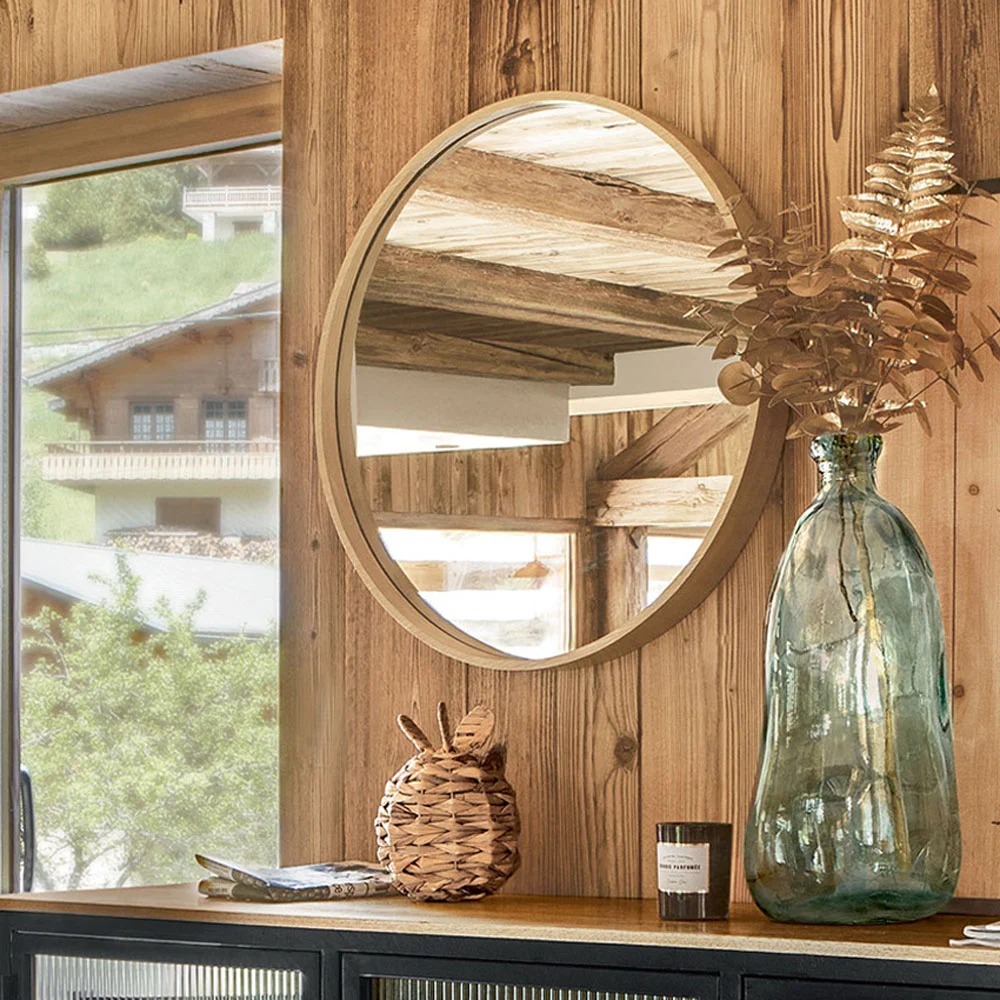 καθρεπτης καθεφτης ξυλινος στρογγυλος spitishop