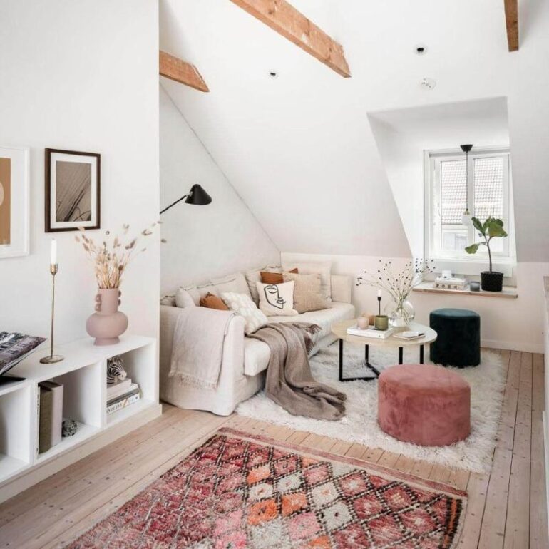 μικρο σαλονι ροζ διακοσμηση ιδεες λυσεις φωτογραφιες μικρο διαμερισμα μοντερνο σκανδιναβικο