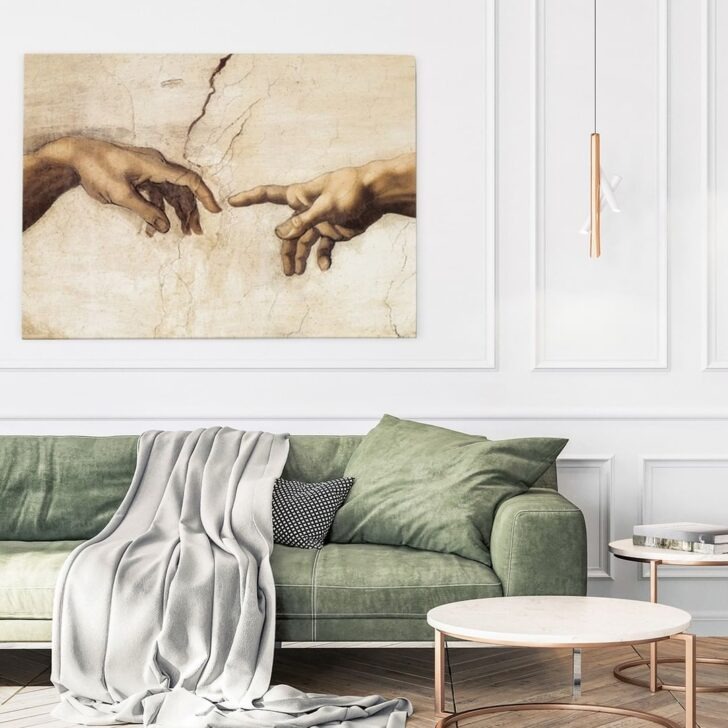 βιοφιλια τι ειναι βιοφιλικος σχεδιασμος design διακοσμηση σαλονι 2023 ιδεες πινακας χερια da vinci creation hands sticky