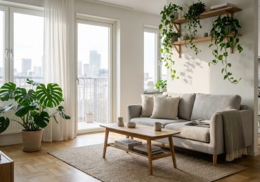 βιοφιλικη διακοσμηση διαμερισμα τεχνητα φυτα σαλονι