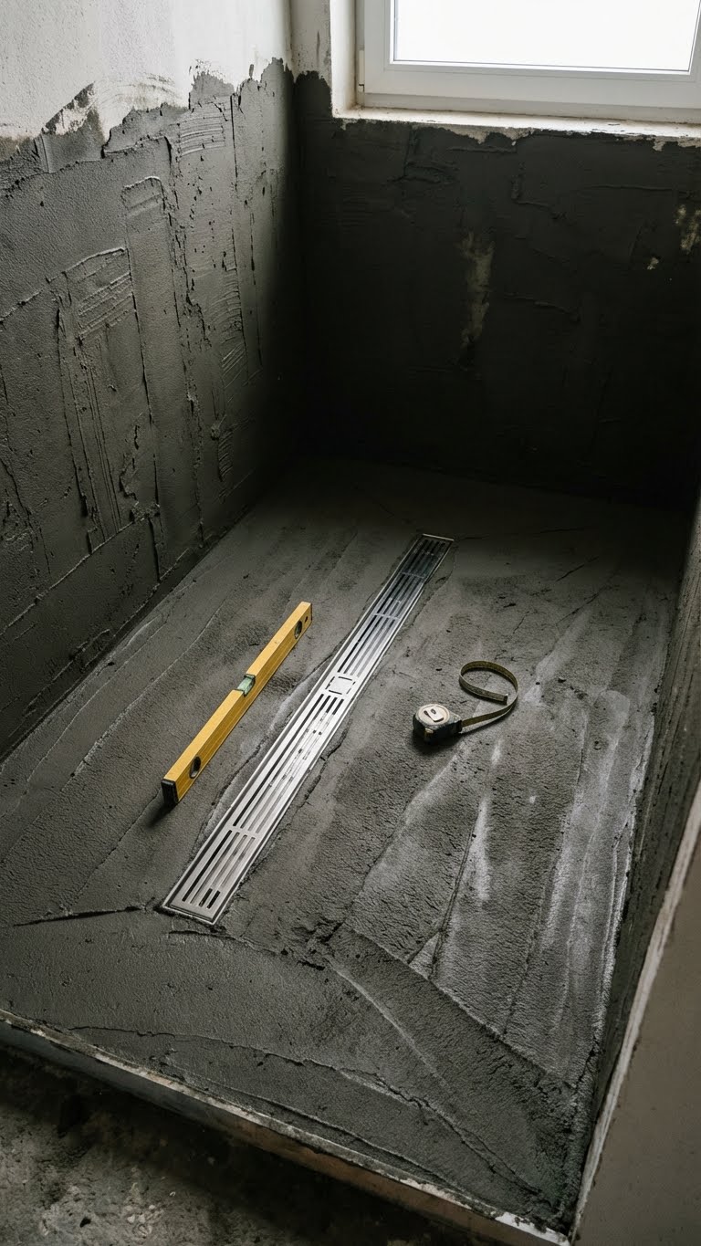 walk in ντουζιερα σε παλιο μπανιο, αντικατασταση μπανιερας με ντουζιερα, υγρομονωση μπανιου, κλισεις δαπεδου ντουζιερας, πλακακια ντουζιερας, σιφονι ντουζιερας, ανακαινιση μπανιου σε πολυκατοικια, μικρο μπανιο ντουζιερα, τεχνικες συμβουλες μπανιο ανακαινιση, κλιση