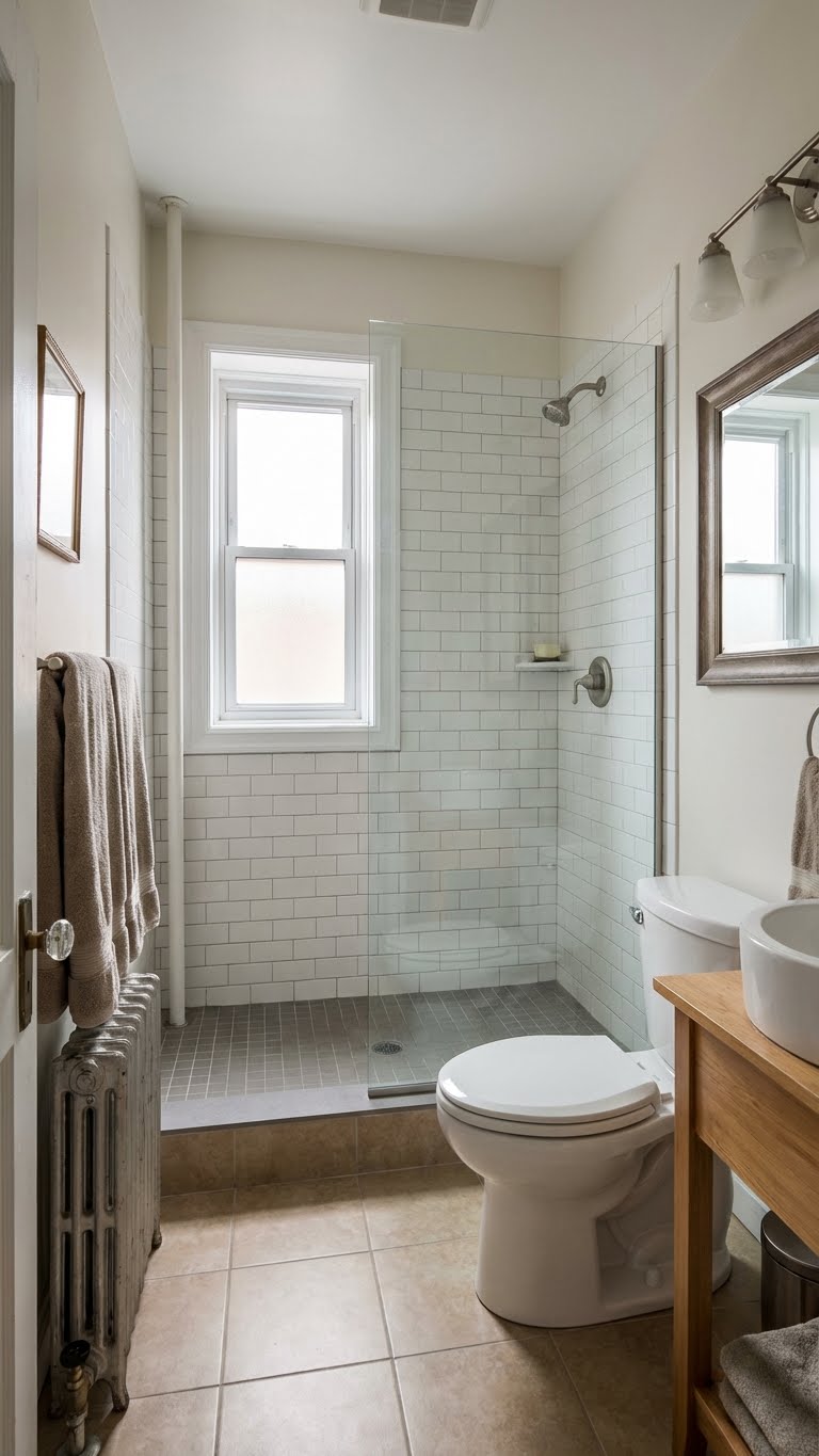 walk in ντουζιερα σε παλιο μπανιο, αντικατασταση μπανιερας με ντουζιερα, υγρομονωση μπανιου, κλισεις δαπεδου ντουζιερας, πλακακια ντουζιερας, σιφονι ντουζιερας, ανακαινιση μπανιου σε πολυκατοικια, μικρο μπανιο ντουζιερα, τεχνικες συμβουλες μπανιο ανακαινιση, πλακακια πλακιδια μπανιου, τζαμι