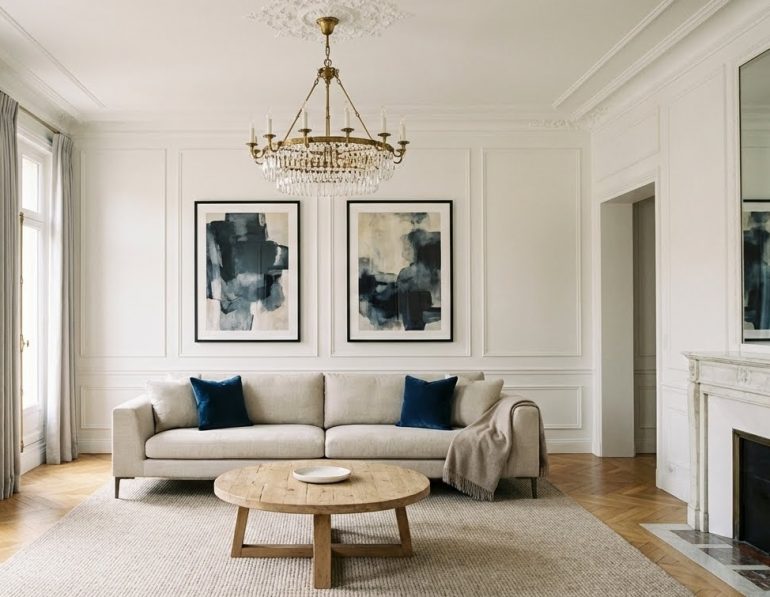 νεοκλασικη διακοσμηση σπιτιου, νεοκλασικο σαλονι, γυψινα στο ταβανι, γυψινα στους τοιχους, νεοκλασικα καδρα, πολυελαιος σαλονιου, νεοκλασικος φωτισμος, διακοσμηση με πανελ τοιχου, συγχρονη νεοκλασικη διακοσμηση, ιδεες για νεοκλασικο στυλ