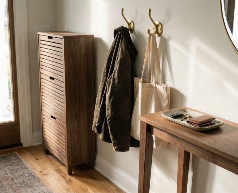 οργανωση εισοδου, οργανωση χολ, γωνια αφησης, drop zone, ταξη στην εισοδο, αποθηκευση παπουτσιων, ντουλαπι παπουτσιων, γαντζοι εισοδου, δισκος για κλειδια, κονσολα εισοδου, καλαθια αποθηκευσης, οργανωση τσαντων, οργανωση αλληλογραφιας, μικροι χωροι, ιδεες οργανωσης σπιτιου