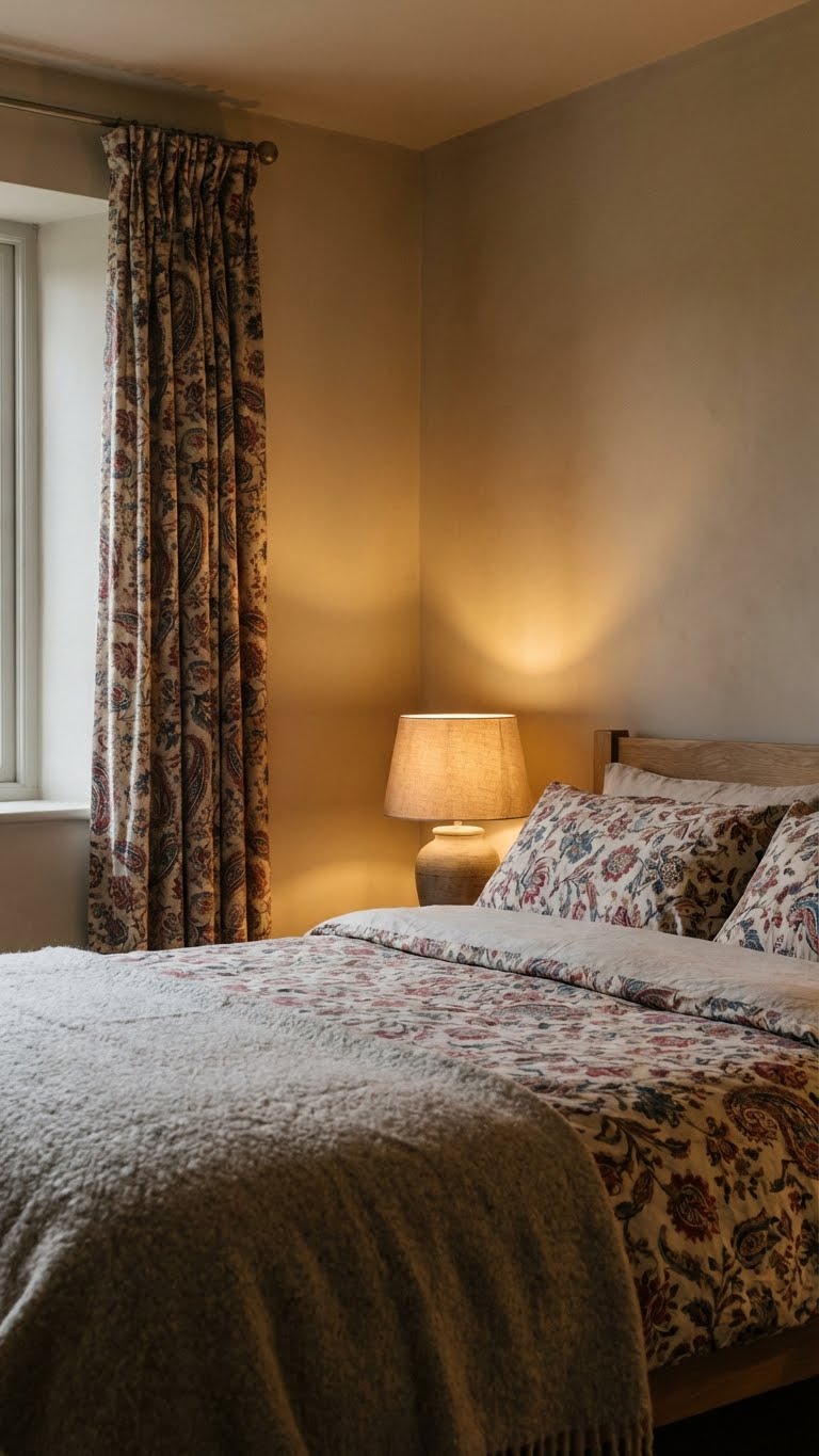 ρετρο διακοσμηση 2026, στυλ δεκαετιας 70, vintage μοτιβα, ρετρο επιπλα, 70s διακοσμηση, γεωμετρικα μοτιβα, ταπετσαρια τοιχου vintage, καρυδι επιπλα, σκουρο ξυλο διακοσμηση, καμπυλες γραμμες επιπλων, retro revival σπιτι, υπνοδωματιο υφασματα μοτιβα