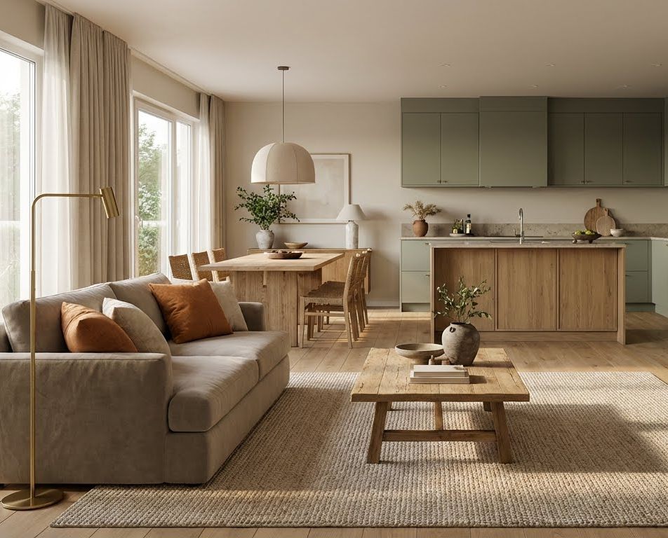Open plan σαλόνι-κουζίνα: Ιδέες για ζεστές ζώνες σε μεγάλο ενιαίο χώρο