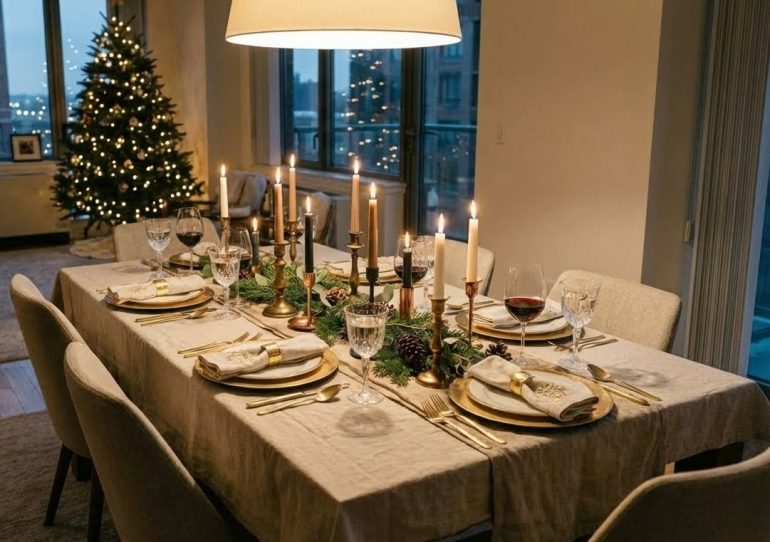 χριστουγεννιατικο τραπεζι διακοσμηση, layers στο χριστουγεννιατικο τραπεζι, διακοσμηση τραπεζιου με κερια, μεταλλικα κηροπηγια χριστουγεννα, υφασματα για χριστουγεννιατικο τραπεζι, πρακτικη διακοσμηση τραπεζιου, ιδεες για χριστουγεννιατικο τραπεζι, ζεστο χριστουγεννιατικο τραπεζι, χρωματα για χριστουγεννιατικο τραπεζι, διακοσμηση τραπεζαριας χριστουγεννα