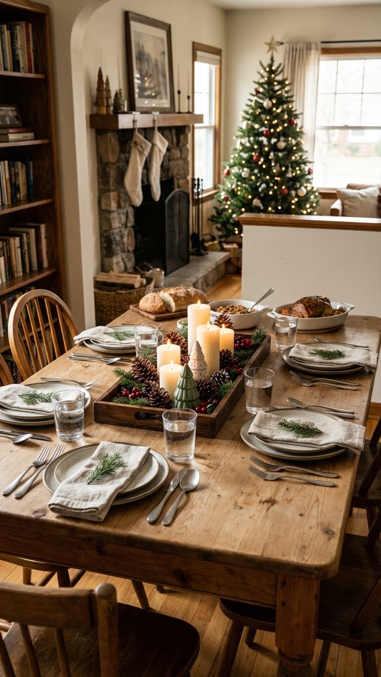 χριστουγεννιατικο τραπεζι διακοσμηση, layers στο χριστουγεννιατικο τραπεζι, διακοσμηση τραπεζιου με κερια, μεταλλικα κηροπηγια χριστουγεννα, υφασματα για χριστουγεννιατικο τραπεζι, πρακτικη διακοσμηση τραπεζιου, ιδεες για χριστουγεννιατικο τραπεζι, ζεστο χριστουγεννιατικο τραπεζι, χρωματα για χριστουγεννιατικο τραπεζι, διακοσμηση τραπεζαριας χριστουγεννα