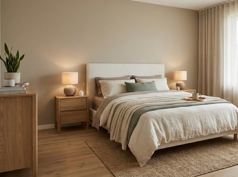 υπνοδωμάτιο καταφύγιο, κρεβατοκάμαρα ευεξίας, χρώματα για χαλάρωση, υφάσματα κρεβατοκάμαρας, φωτισμός υπνοδωματίου, καλύτερος ύπνος, feng shui ύπνου, διακόσμηση κρεβατοκάμαρας, ιδέες για χρώματα υπνοδωματίου, ζεστή κρεβατοκάμαρα, wellness στο σπίτι