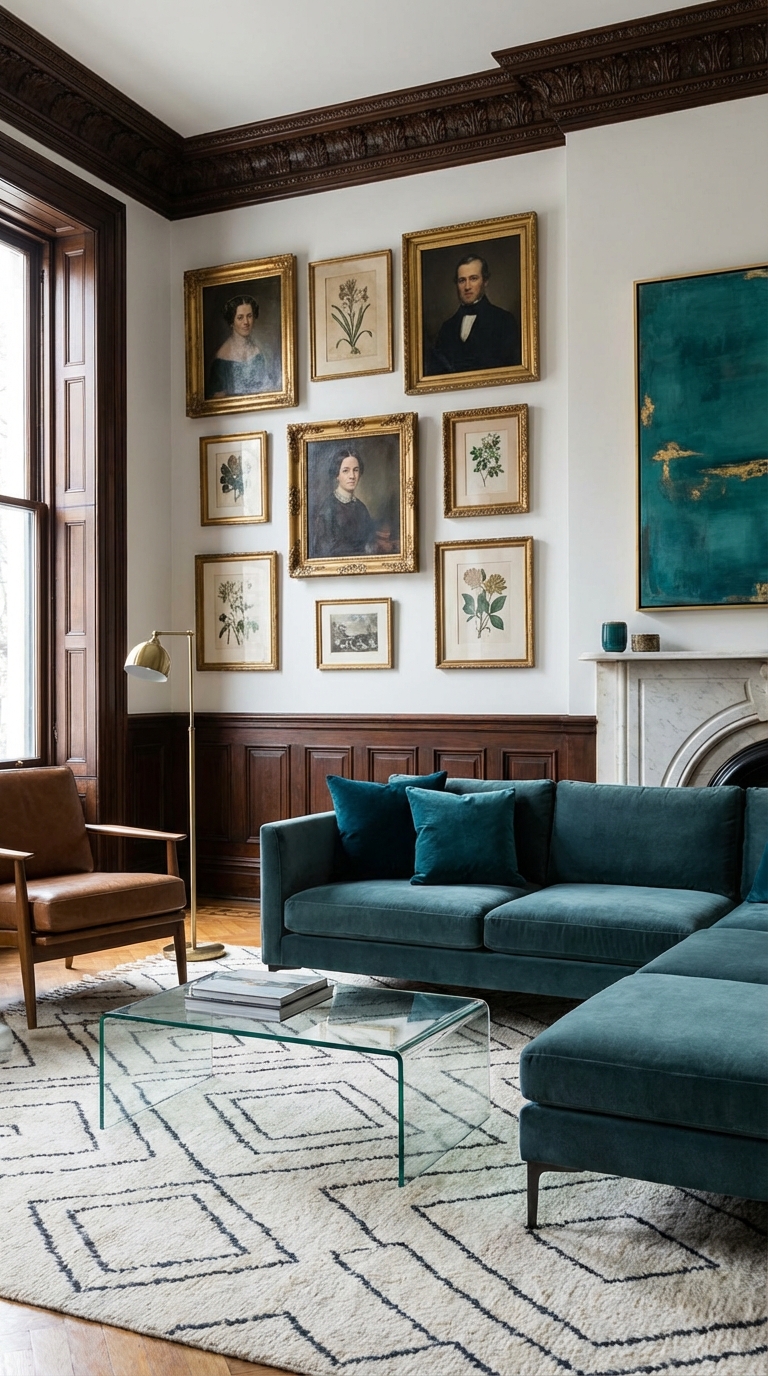 μαξιμαλιστικη διακοσμηση, μαξιμαλιστικο σαλονι, τασεις σαλονιου 2026, τασεις διακοσμησης 2026, vintage διακοσμηση, αναμειξη στυλ, εκλεκτικη διακοσμηση, layering στη διακοσμηση, μοτιβα στο σαλονι, χαλι με μοτιβο, gallery wall σαλονι, καδρα στο σαλονι, υφες στη διακοσμηση, χρωματα σαλονιου, φωτισμος σαλονιου