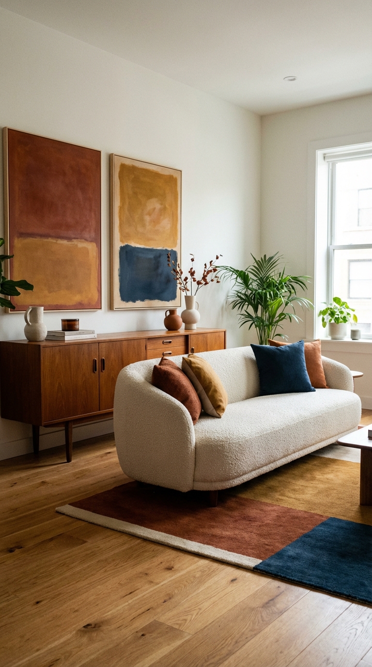 μαξιμαλιστικη διακοσμηση, μαξιμαλιστικο σαλονι, τασεις σαλονιου 2026, τασεις διακοσμησης 2026, vintage διακοσμηση, αναμειξη στυλ, εκλεκτικη διακοσμηση, layering στη διακοσμηση, μοτιβα στο σαλονι, χαλι με μοτιβο, gallery wall σαλονι, καδρα στο σαλονι, υφες στη διακοσμηση, χρωματα σαλονιου, φωτισμος σαλονιου