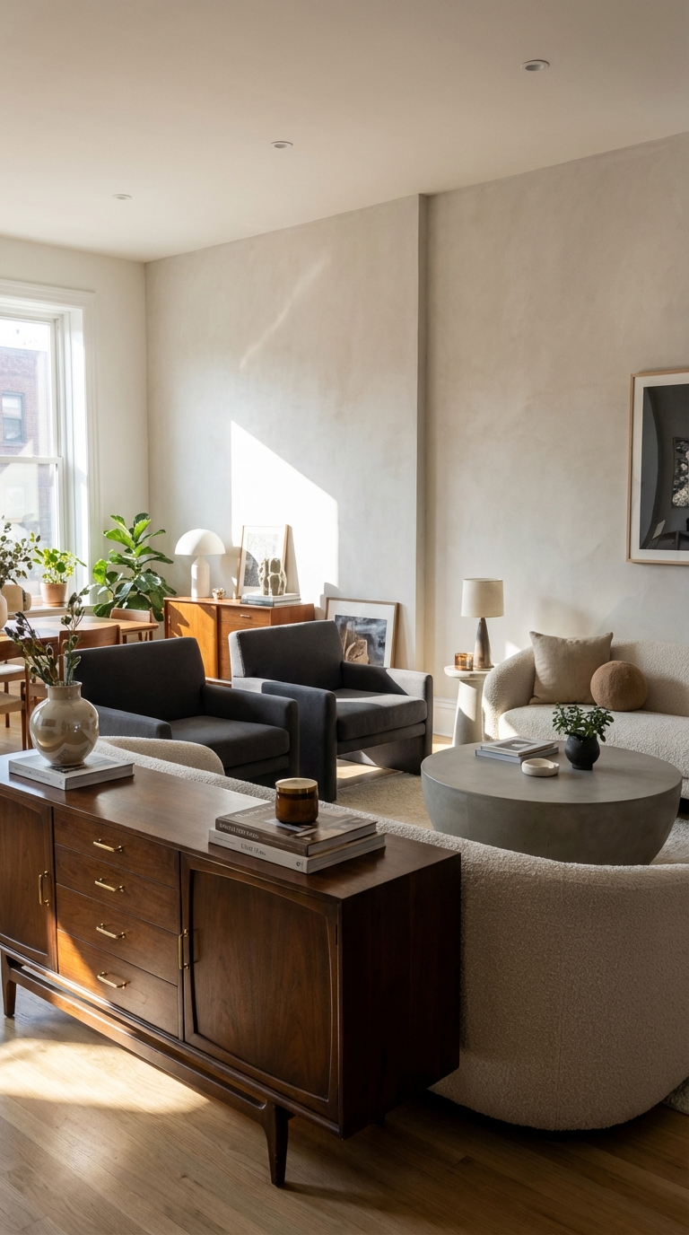 μαξιμαλιστικη διακοσμηση, μαξιμαλιστικο σαλονι, τασεις σαλονιου 2026, τασεις διακοσμησης 2026, vintage διακοσμηση, αναμειξη στυλ, εκλεκτικη διακοσμηση, layering στη διακοσμηση, μοτιβα στο σαλονι, χαλι με μοτιβο, gallery wall σαλονι, καδρα στο σαλονι, υφες στη διακοσμηση, χρωματα σαλονιου, φωτισμος σαλονιου 