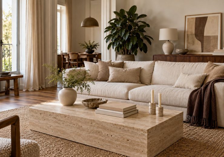 Το look για λιγότερα: Τραβερτίνης στο σαλόνι χωρίς το κόστος της πέτρας